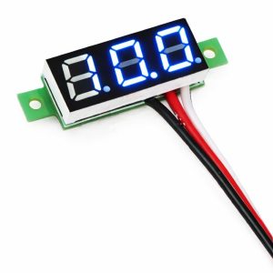 0.28 Inch 0-100 3 Kablolu DC Voltmetre Mavi